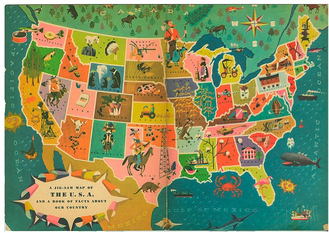 illustrated map of the USA